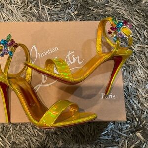 Christian Louboutin
Patent Leather Crystal Embellishments Gladiator Sandals